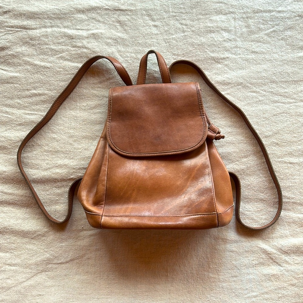 L.L. Bean Leather Backpack in Warm Brown